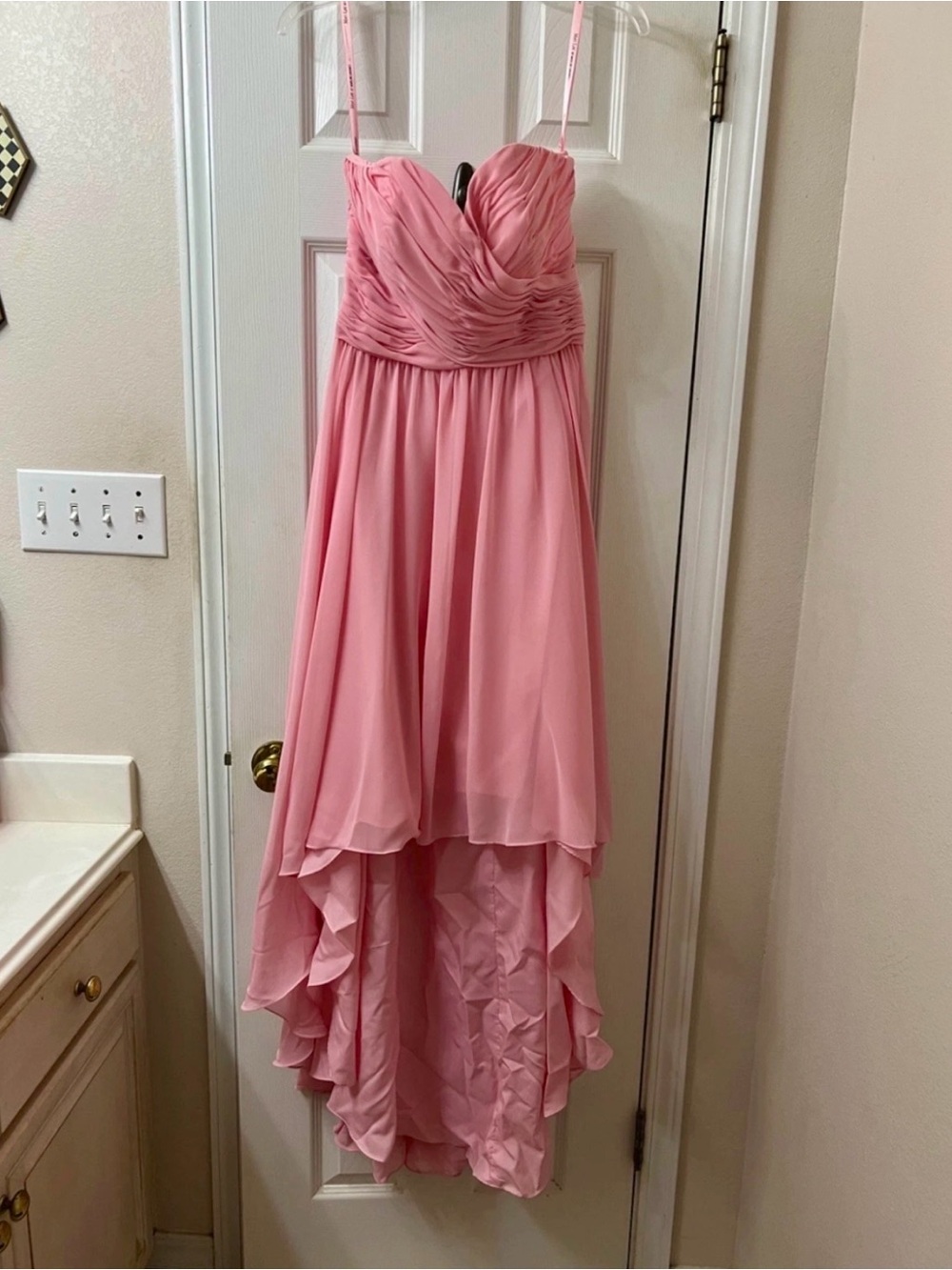 Mori Lee Blush Pink High-Low Chiffon Prom Dress